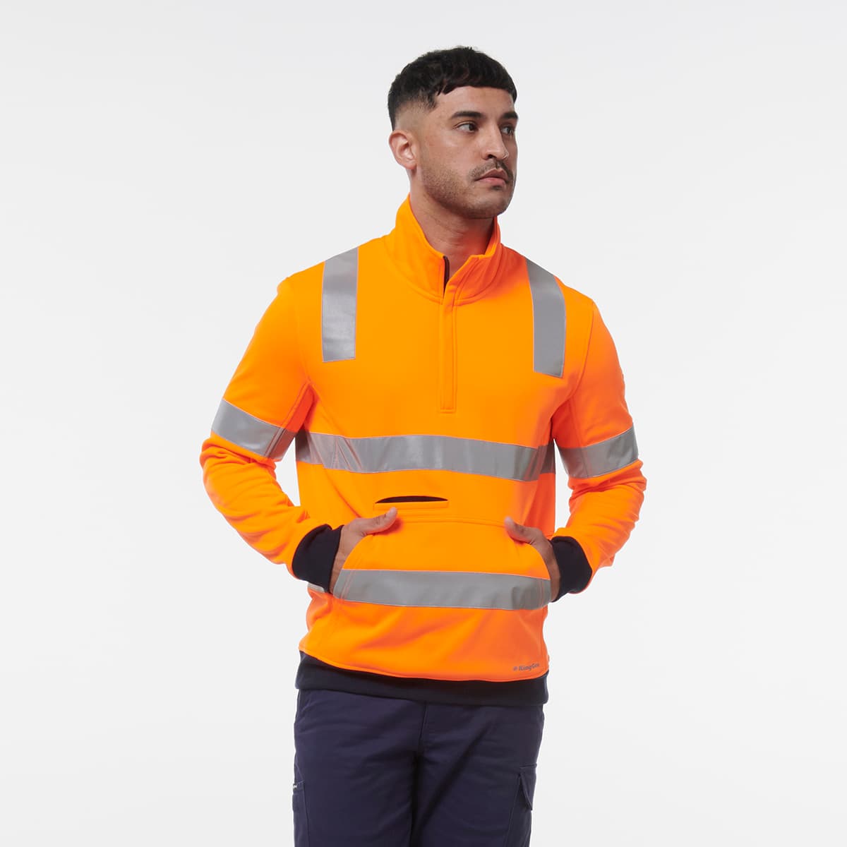 KingGee Reflective 1/4 Zip Fleece X Back (Orange)_2