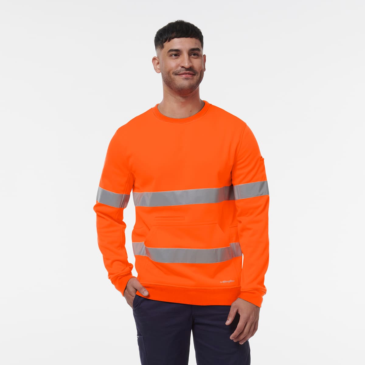 KingGee Reflective Crew Neck Fleece (Orange)_1