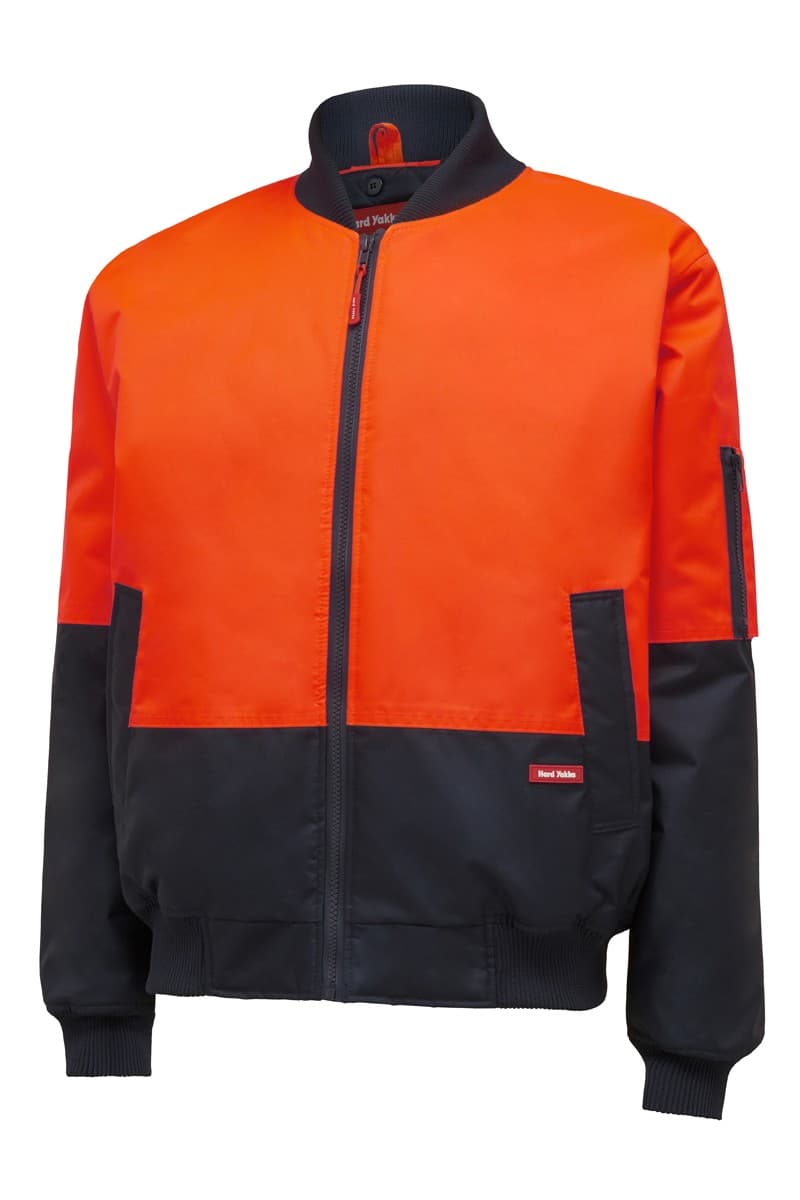 Hard Yakka Hi-Visibility 2Tone Bomber Jacket (Orange/Navy)