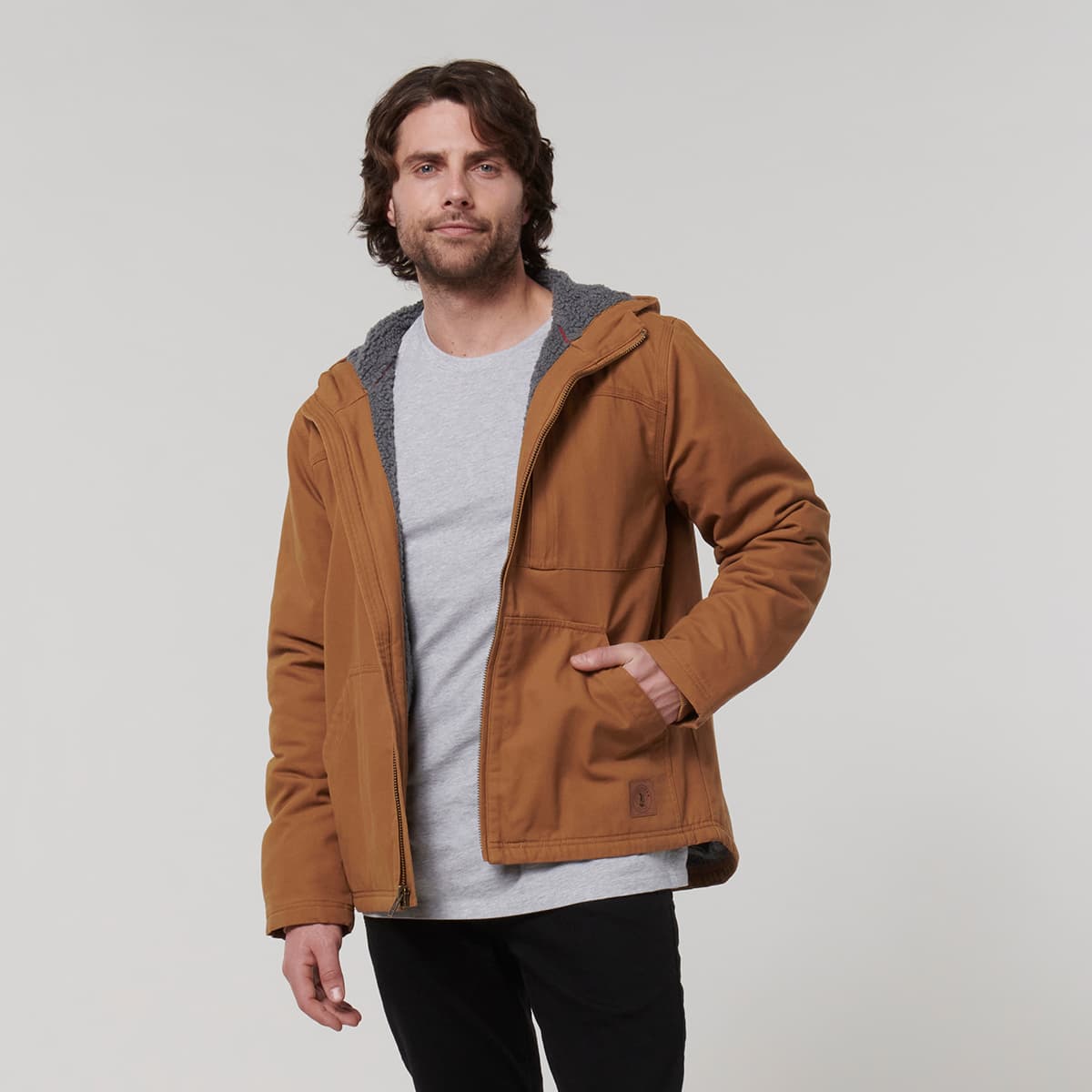 Hard Yakka Mens Heritage Canvas Hood Jacket (Dark Tan)_1