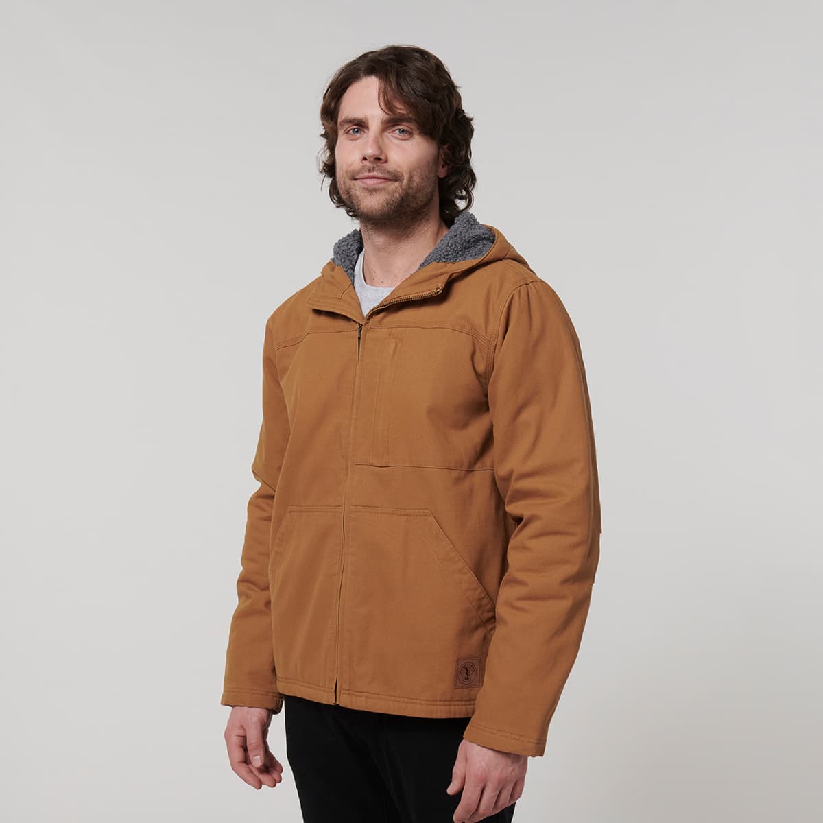 Hard Yakka Mens Heritage Canvas Hood Jacket (Dark Tan)_2