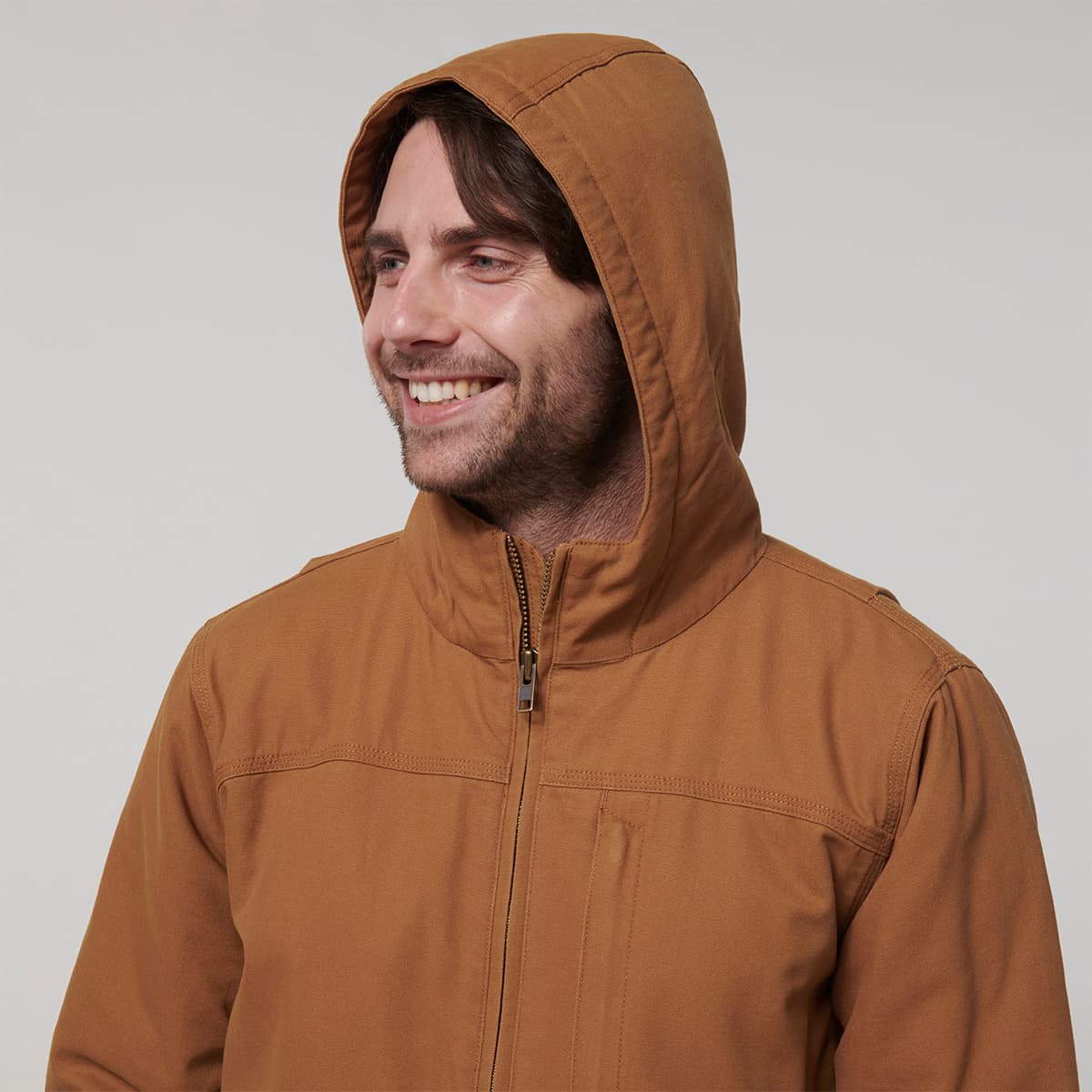 Hard Yakka Mens Heritage Canvas Hood Jacket (Dark Tan)_7