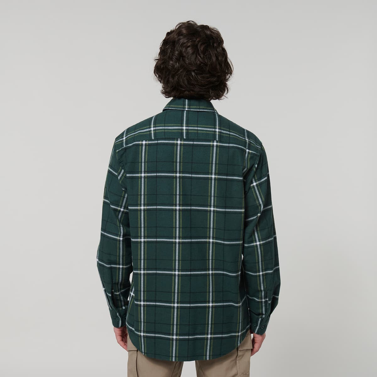 Hard Yakka Core Mens Long Sleeve Check Flannel (Green Check)_5