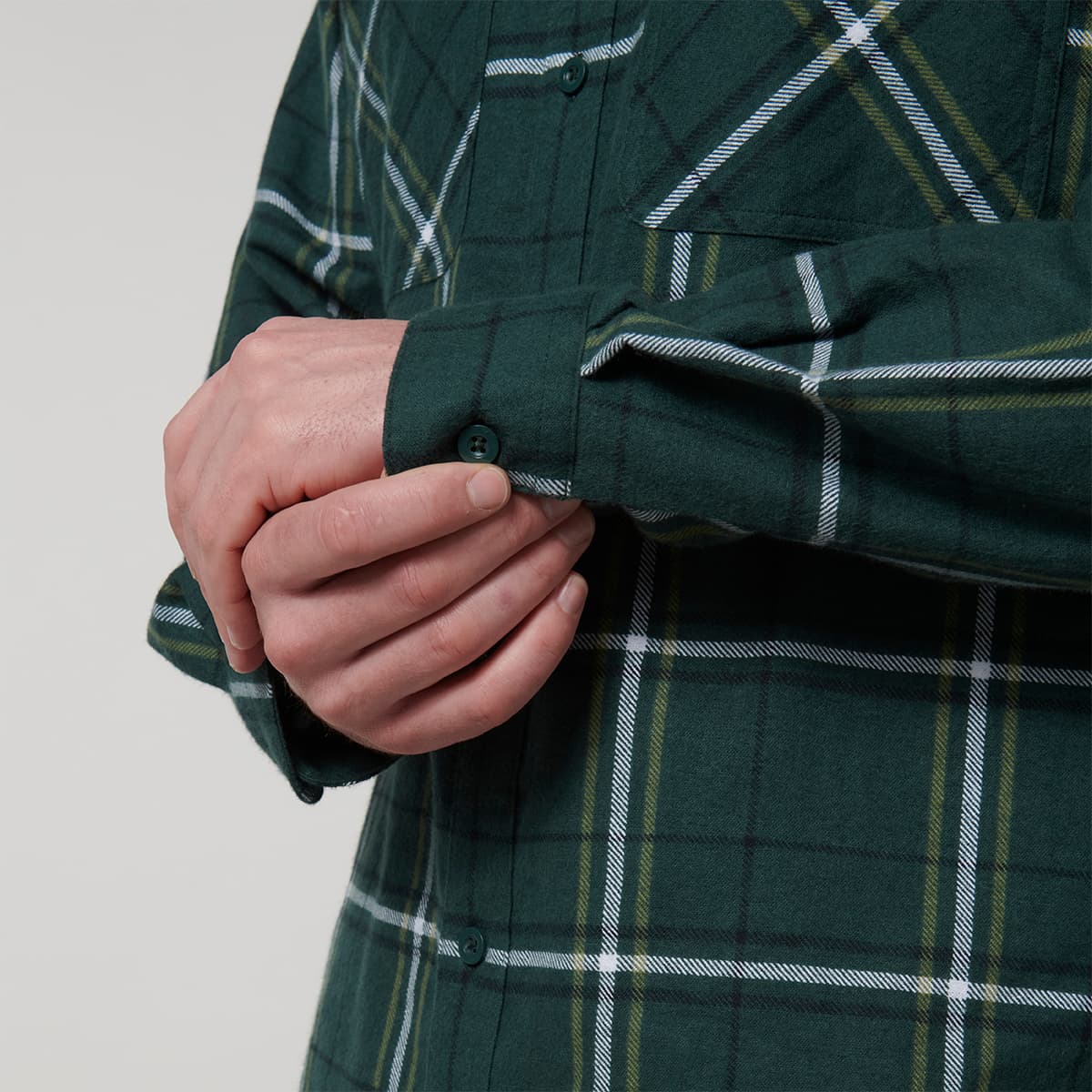 Hard Yakka Core Mens Long Sleeve Check Flannel (Green Check)_7