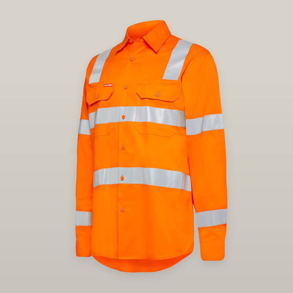 Hard Yakka Womens Foundations Biomotion Hi-Vis Long Sleeve Shirt with Tape (Special Purpose Orange)