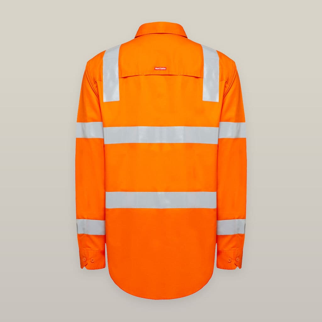 Hard Yakka Womens Foundations Biomotion Hi-Vis Long Sleeve Shirt with Tape (Special Purpose Orange)_1