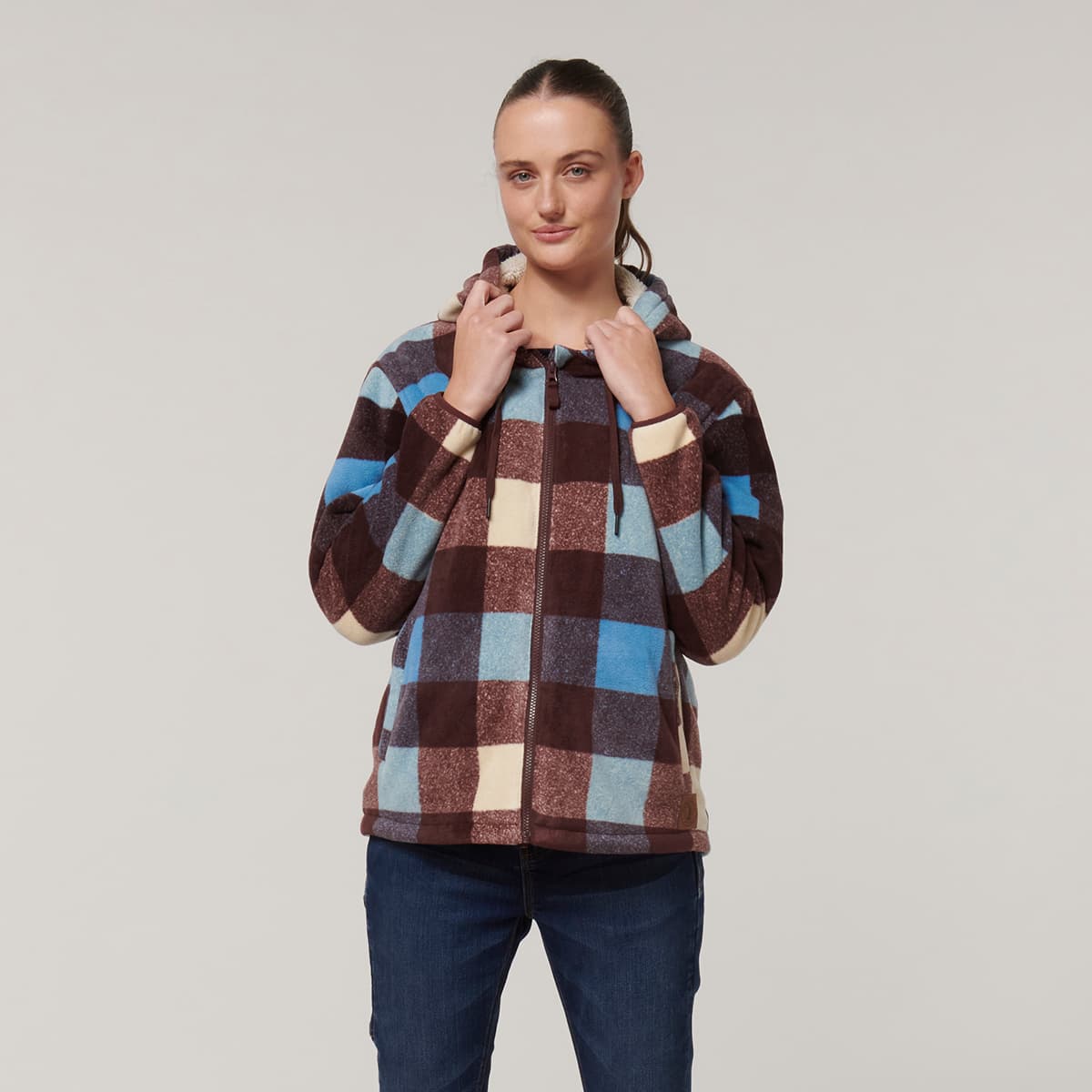 Hard Yakka Womens Check Zoodie (Autumn Check)_6