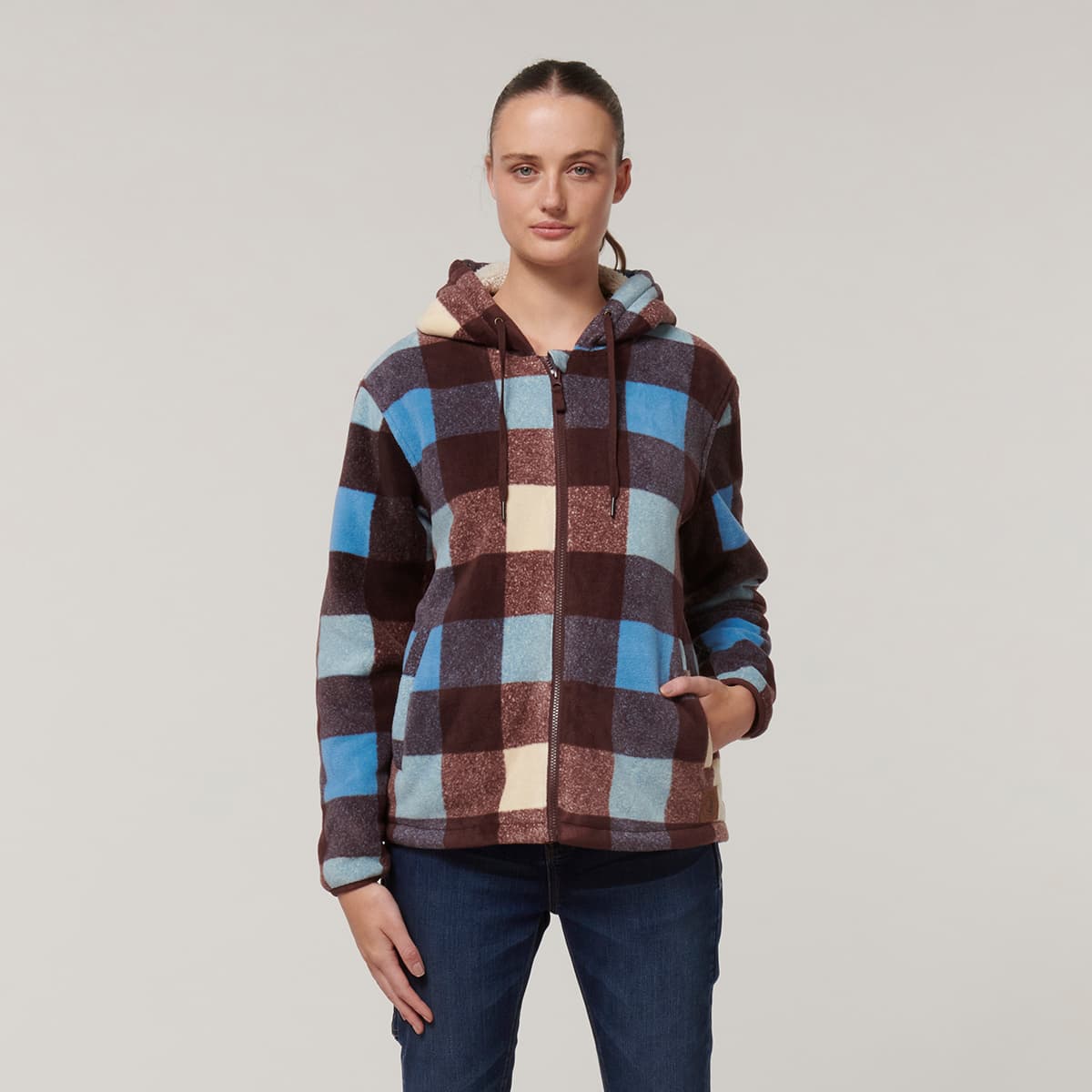 Hard Yakka Womens Check Zoodie (Autumn Check)_7