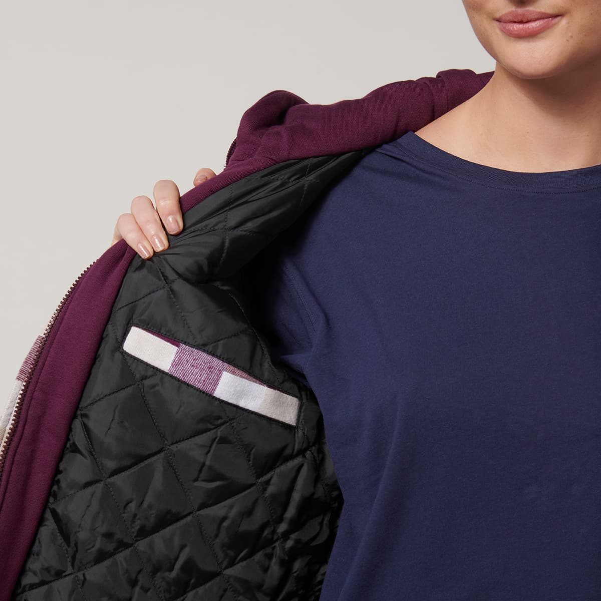 Hard Yakka Womens Quilted Shacket (Potent Purple)_2