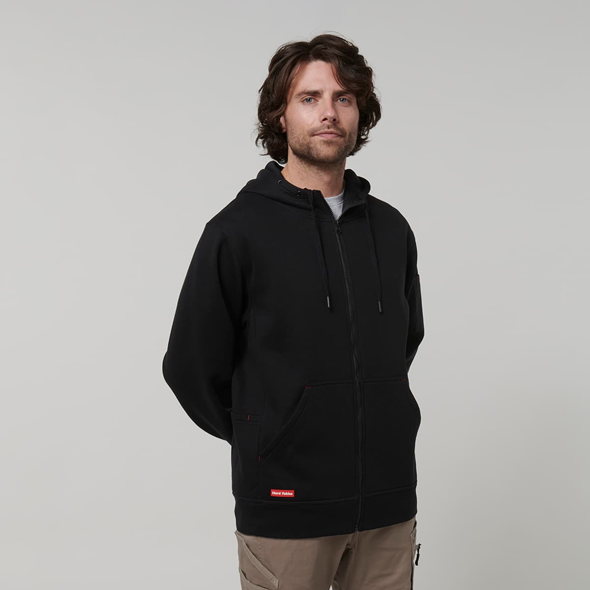 Hard Yakka Core Mens Fleece Zip Hoodie (Black)_5