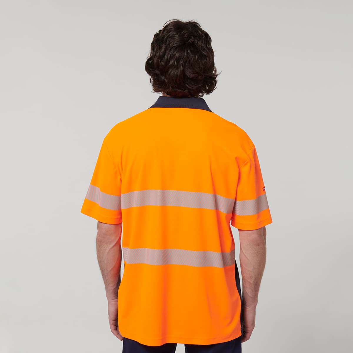 Hard Yakka Mens Short Sleeve Hi Vis Taped Polo (Orange/Navy)_5