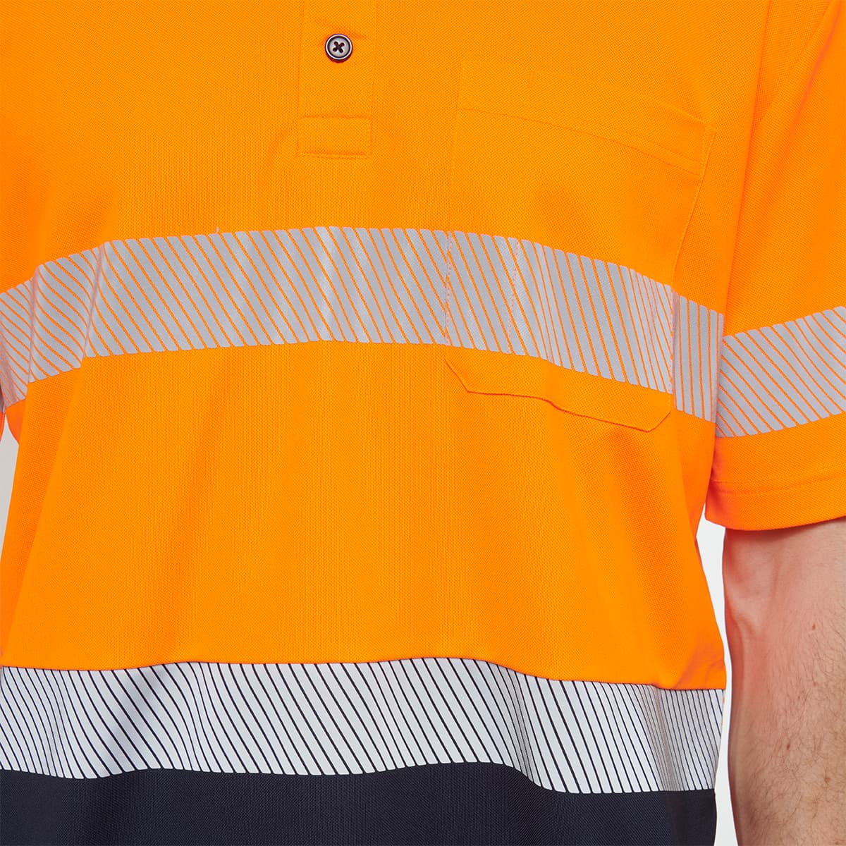 Hard Yakka Mens Short Sleeve Hi Vis Taped Polo (Orange/Navy)_8