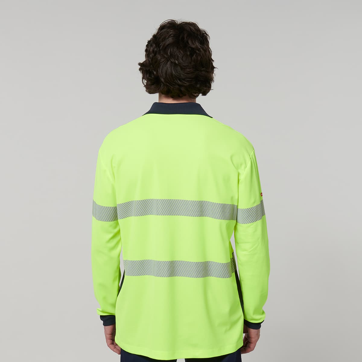 Hard Yakka Mens Long Sleeve Hi Vis Taped Polo (Yellow/Navy)_5