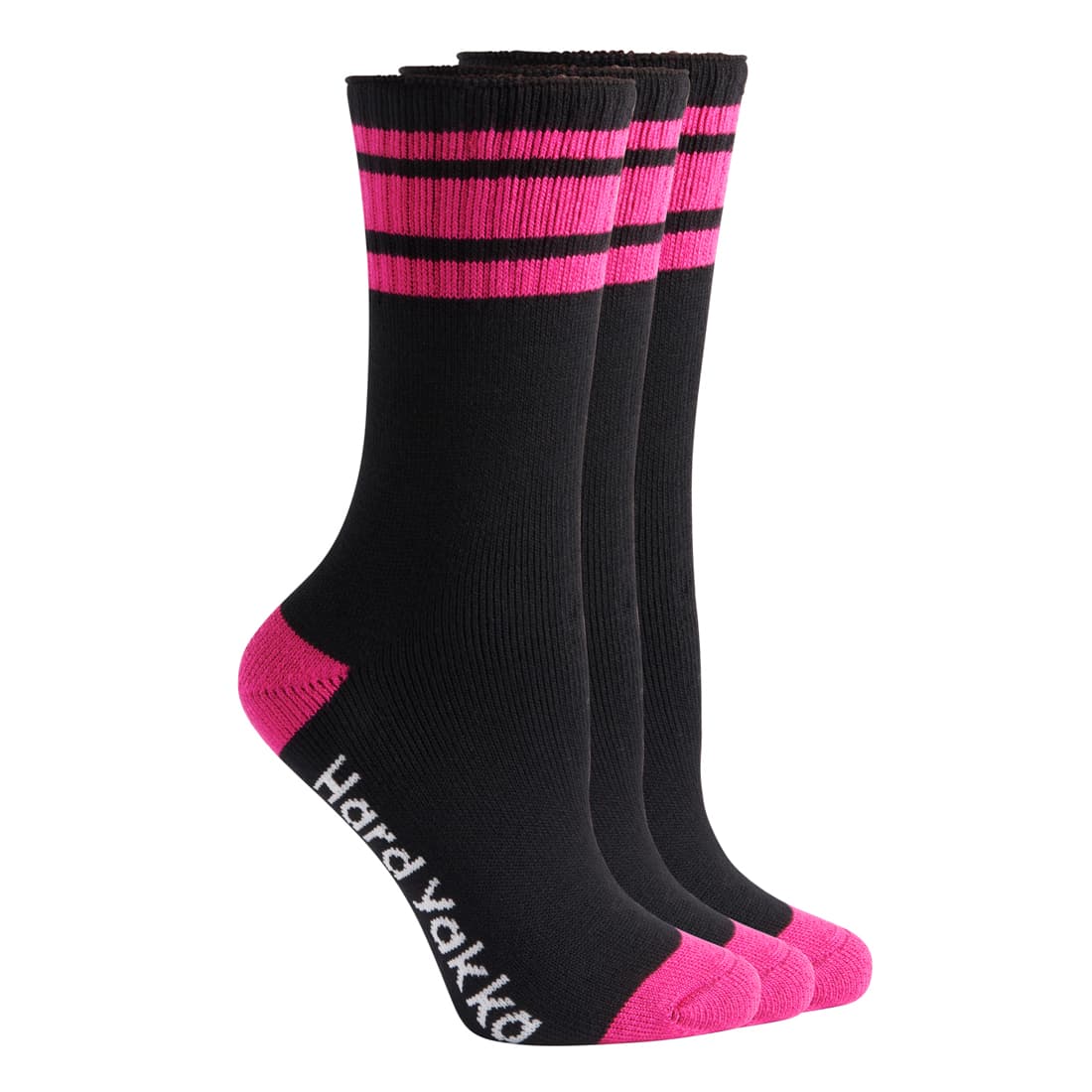 Hard Yakka Womens Bamboo 3 Pack Socks (Black/Pink)_1