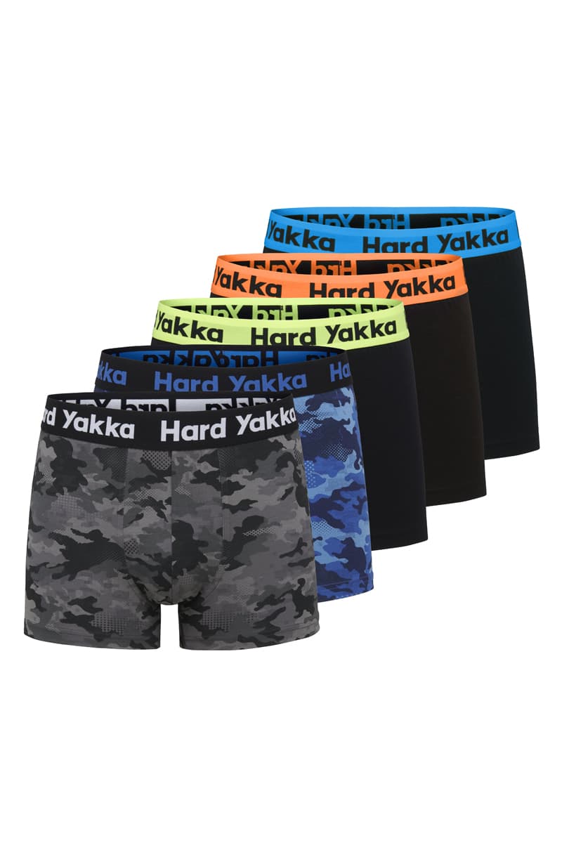 Hard Yakka Cotton Trunk 5 Pack (Black/Camoflage)